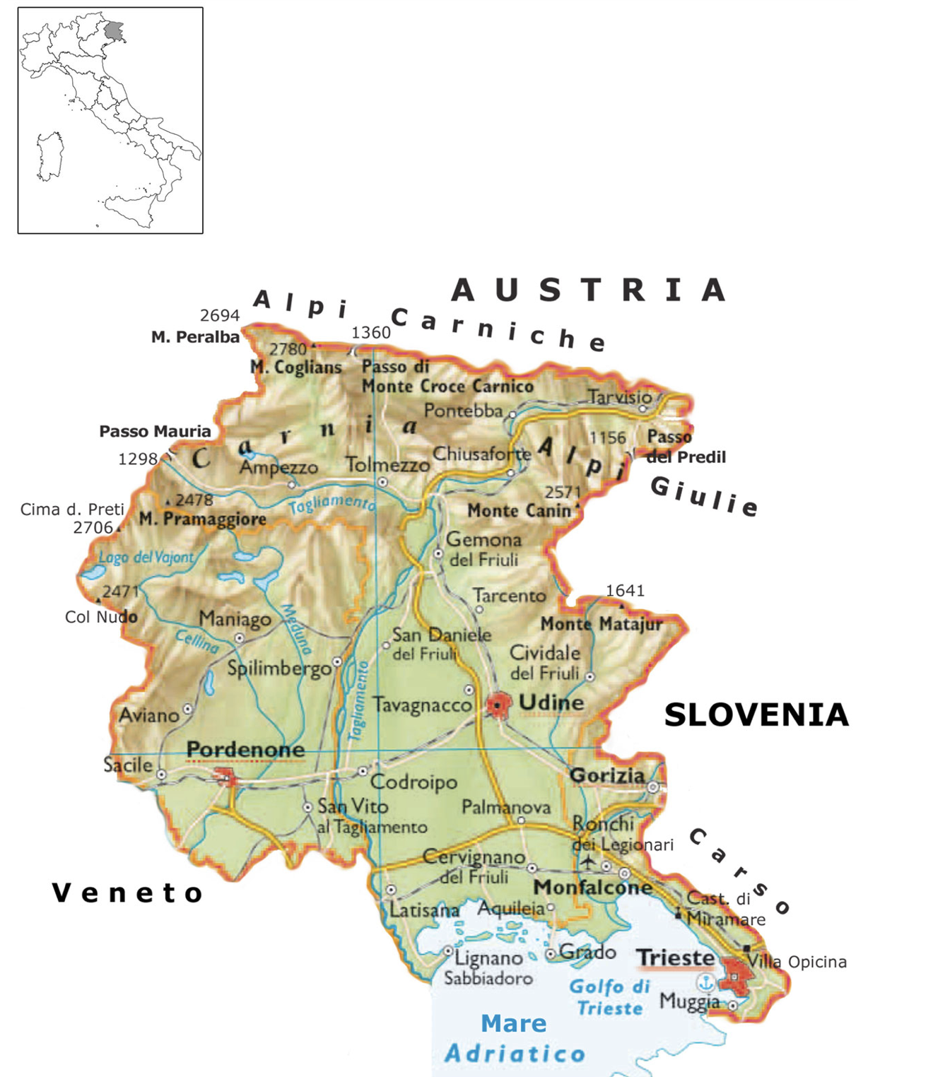 Cartina Friuli Venezia Giulia