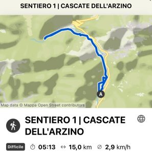 Sentiero per arrivare alle Cascate dell'Arzino 